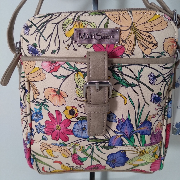 Handbags - MultiSacc Spring Floral Mini Multi Compartment Crossbody Bag